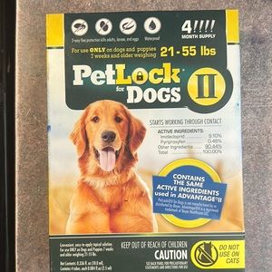 Pet lock  two for dogs 21 to 55 pounds four doses, brand new in sealed box.